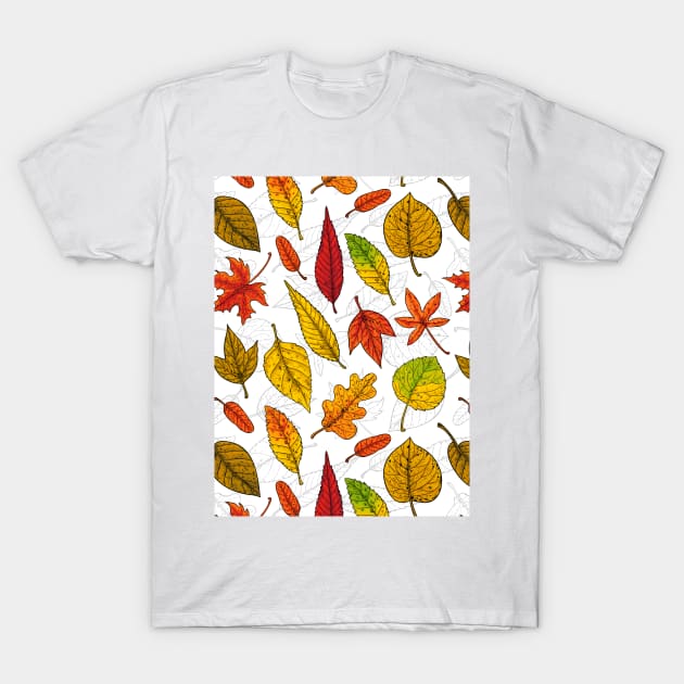 Autumn leaves on white T-Shirt by katerinamk